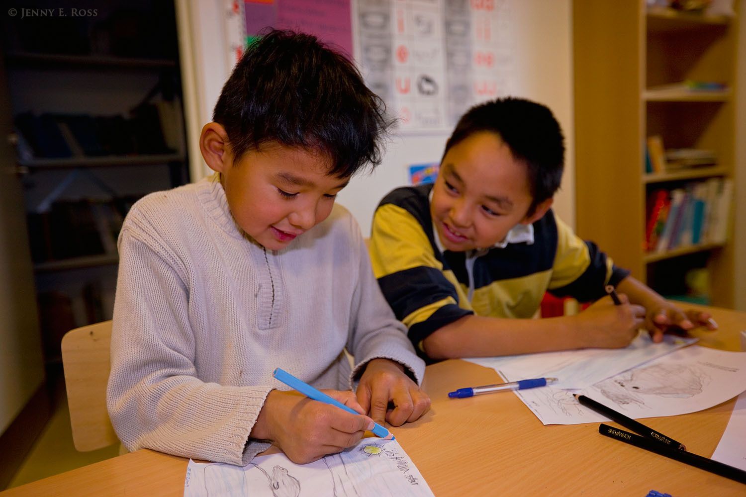 Children in the Siorapaluk elementary school, Northwest Greenland.