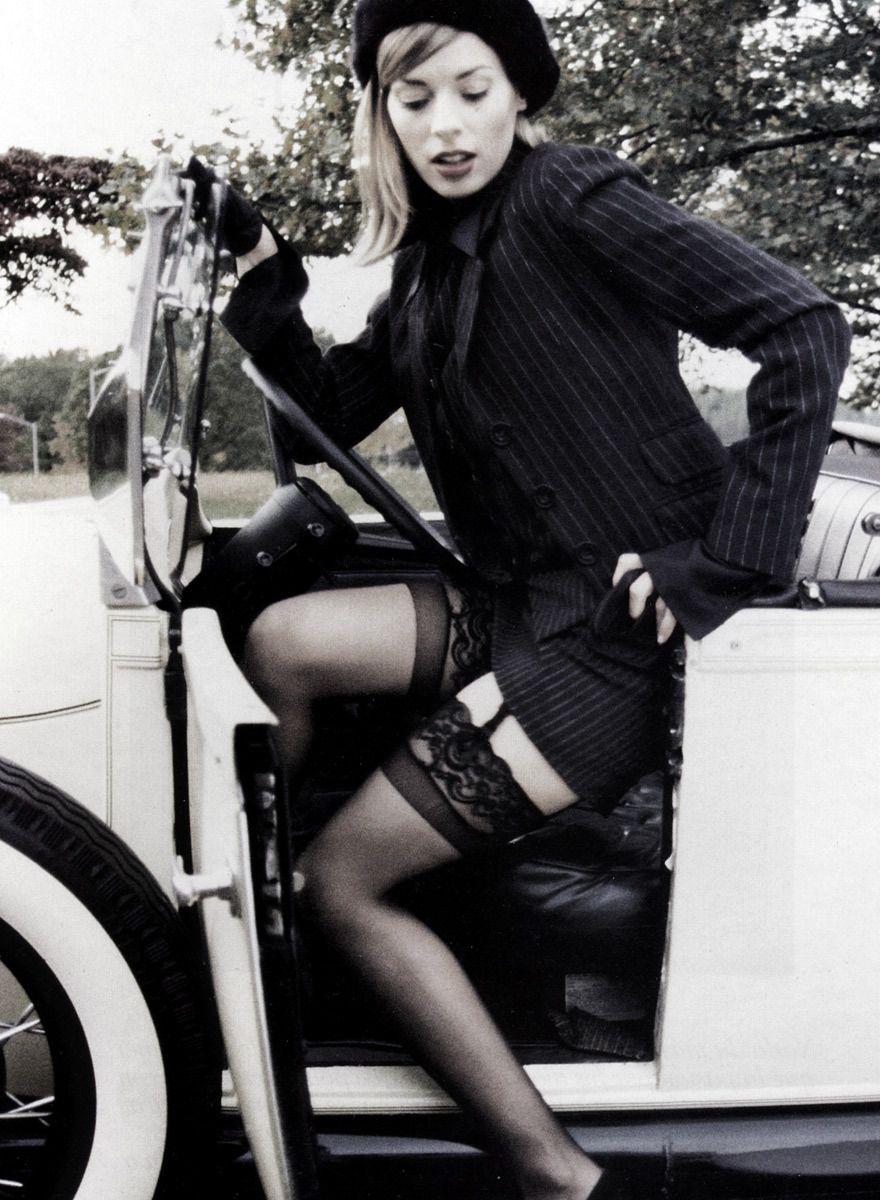 A sexy model for Bonnie & Clyde editorial shoot  for harpers Bazaar.