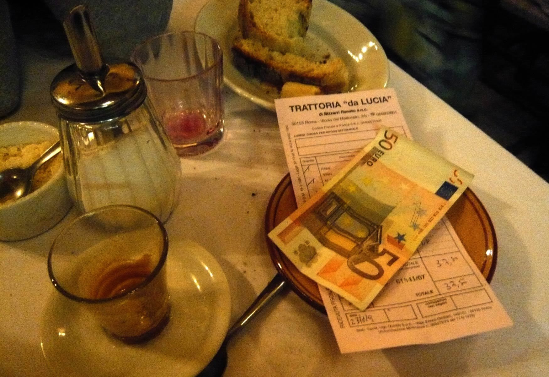 Romantic dinner - Europe.  The new monetary, the Euros.