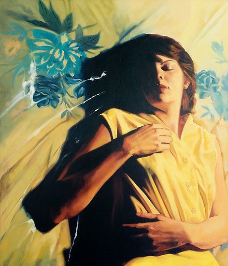 Oil on wood panel, 28" x 23", 2005 Yellow, Dream, Shadow