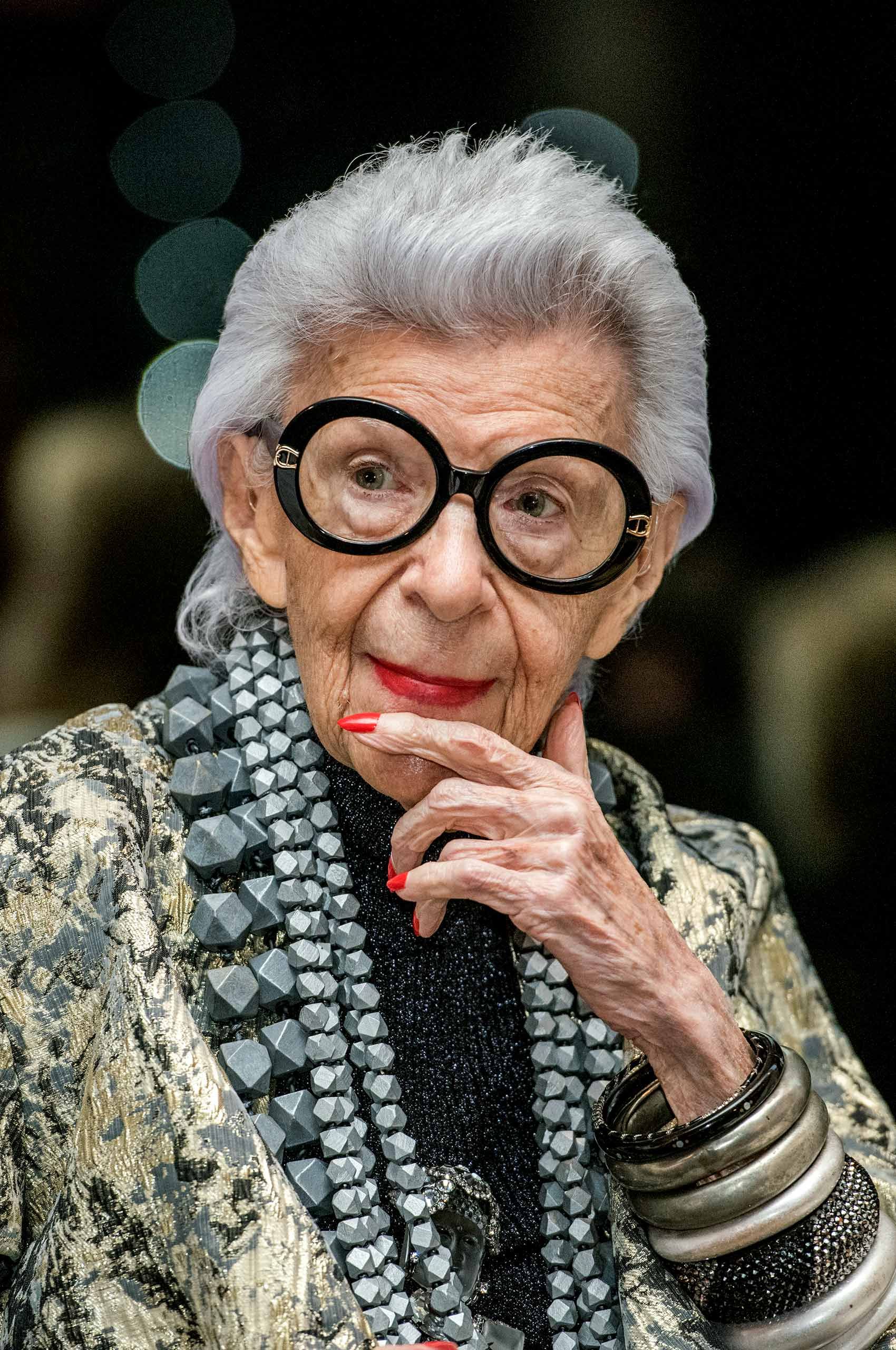 Fashionista Iris Apfel portrait, NYC, NY.