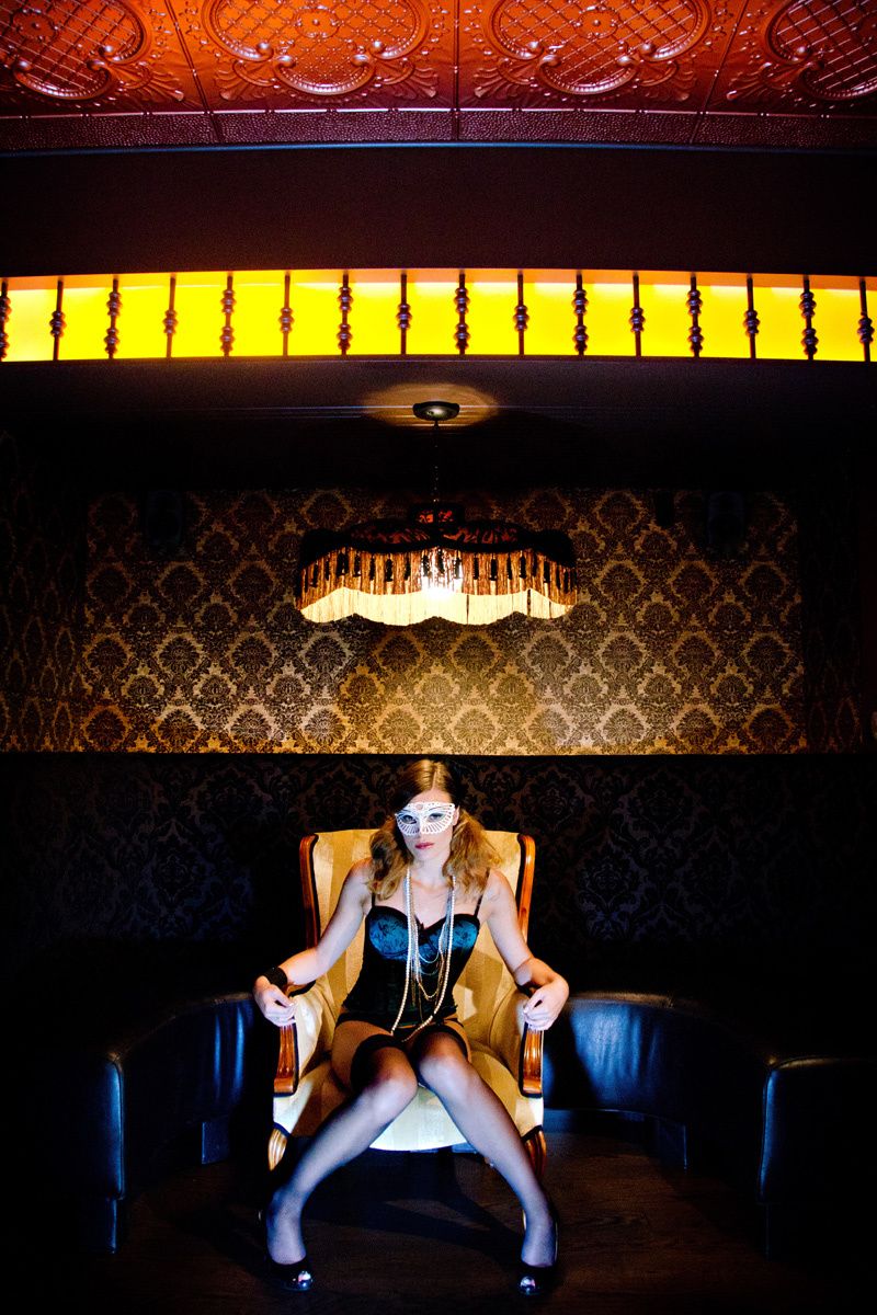 Prohibition inspired photo shoot on location at Bathtub Gin, a New York City speakeasy.