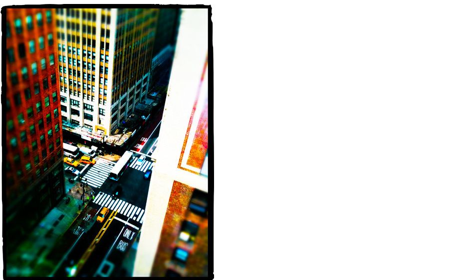 Shot through the window of our 22nd-floor Manhattan apartment...then added the tilt shift effect in Photoshop Express mobile app.Camera Phone: iPhone 3Gs