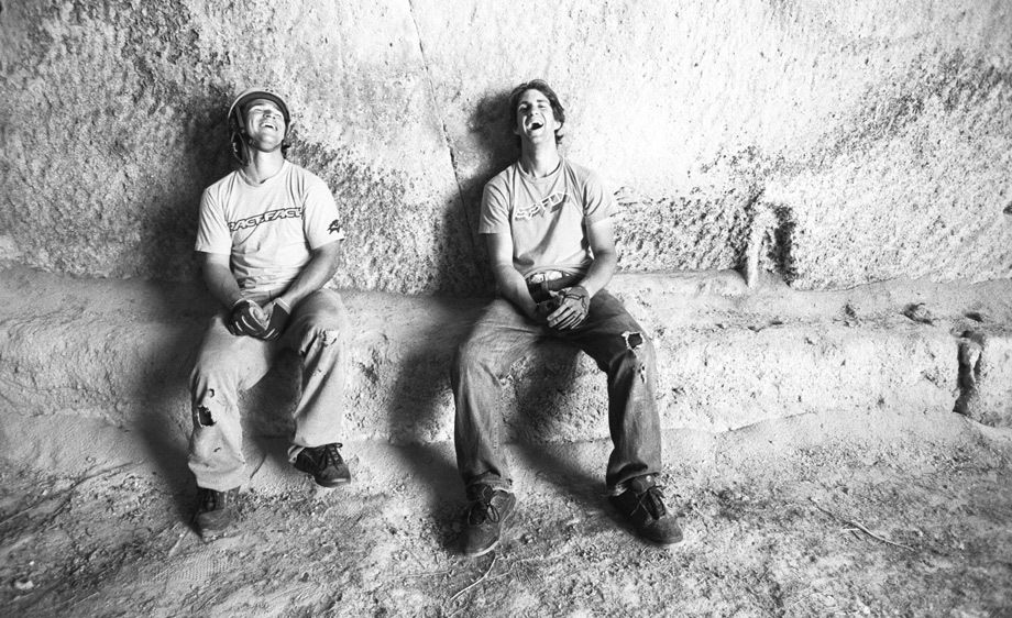 Claw and Cam cracking up in a cave.Cappadocia, TurkeyFilming NWD