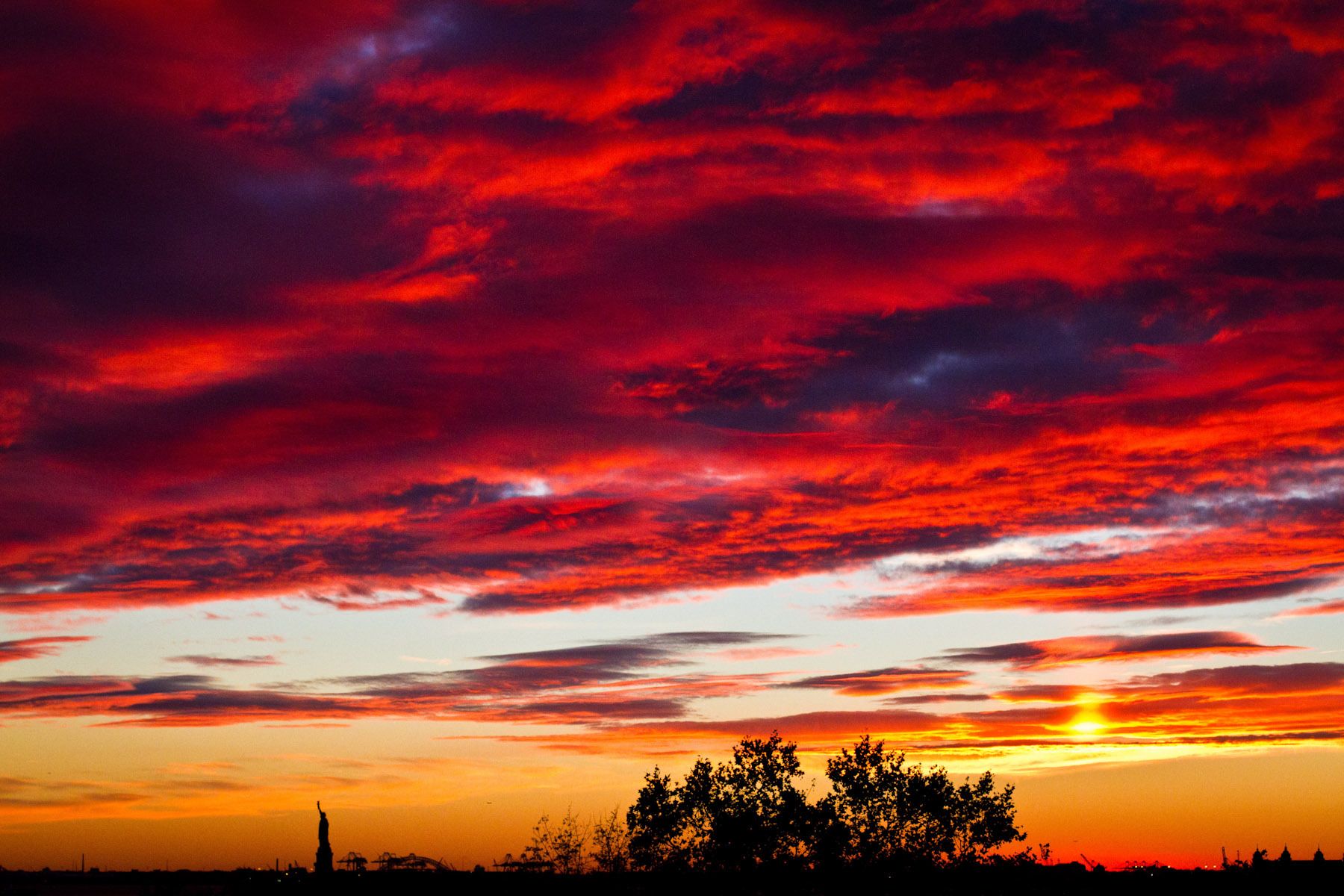 Sunset over New York Harbor