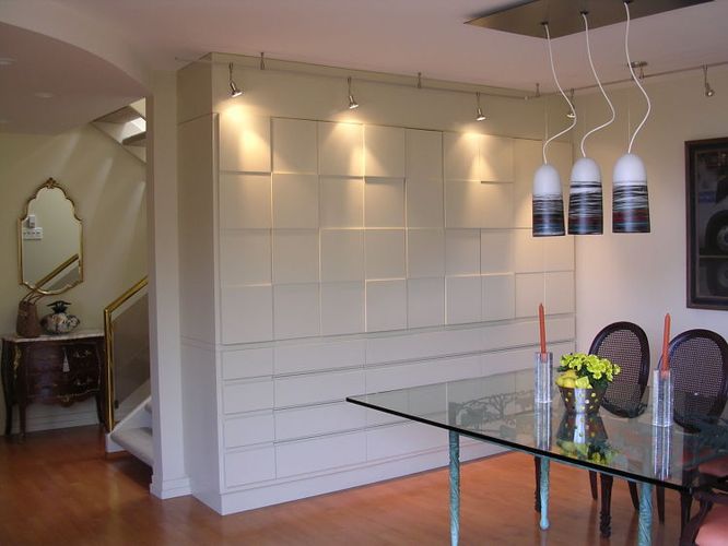 WALL UNIT Project# 334, ClosedRelief Patterned DoorsPainted Lacquered Finish