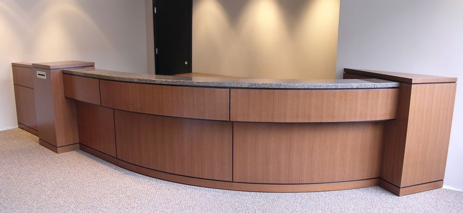 CBV RECEPTION DESK Project# 384Quarter Cut Walnut