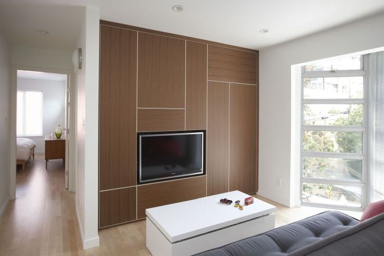 WALL UNIT Project# 888, ClosedQuarter Cut Mahogany with White EdgesWhite Edges