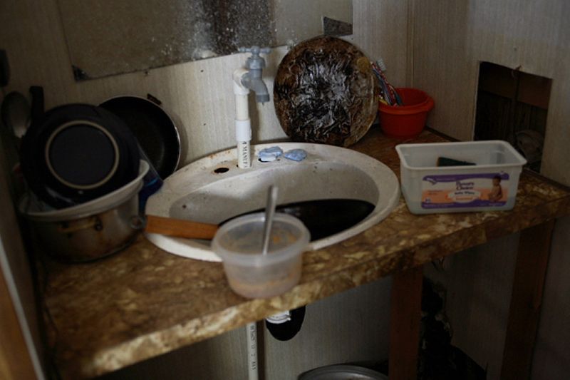 The sink in the trailer in which Ada and her family live. 1img_2420