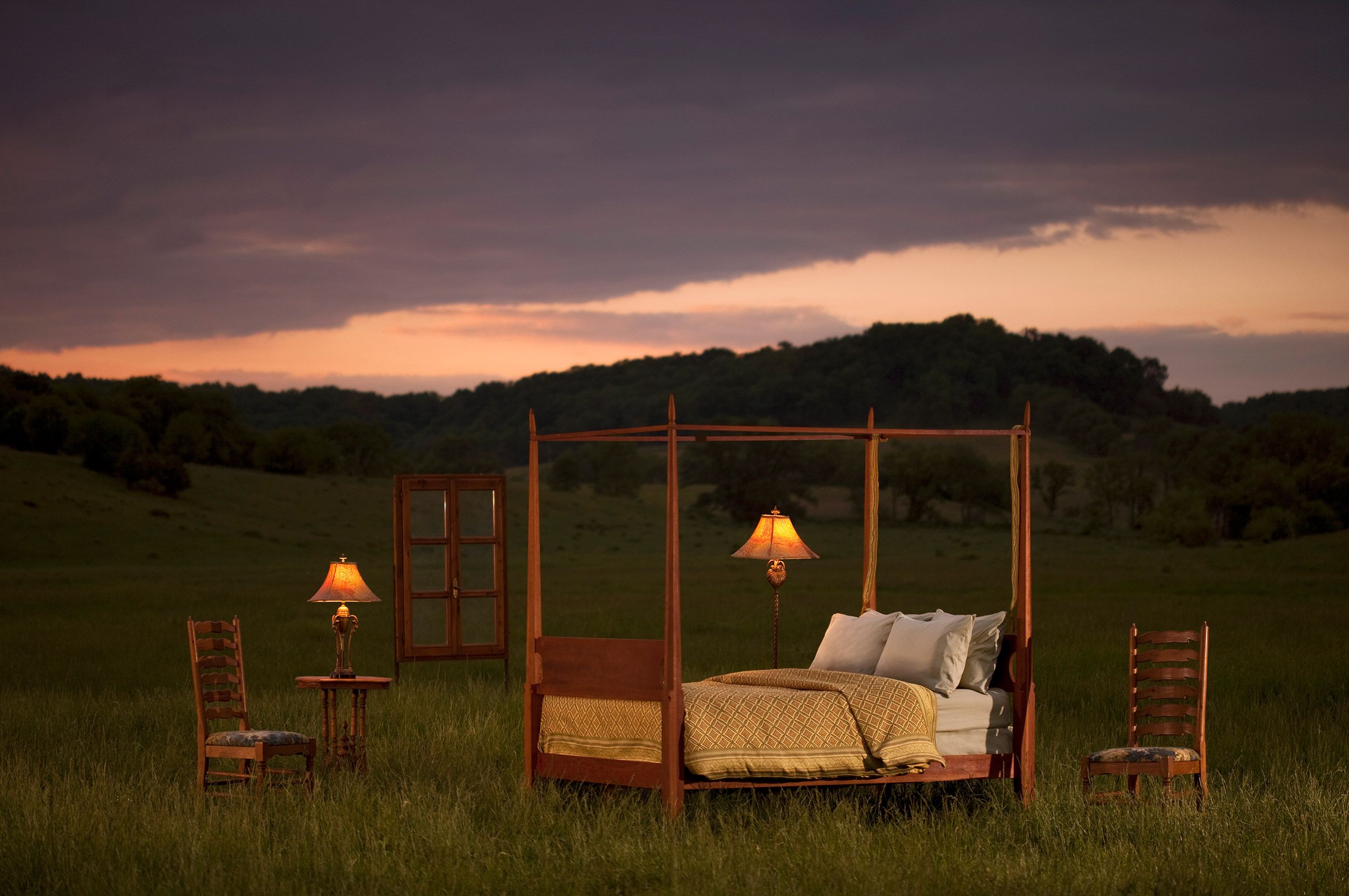 Exterior Architectural twilight photograph - Bed in field.jpg