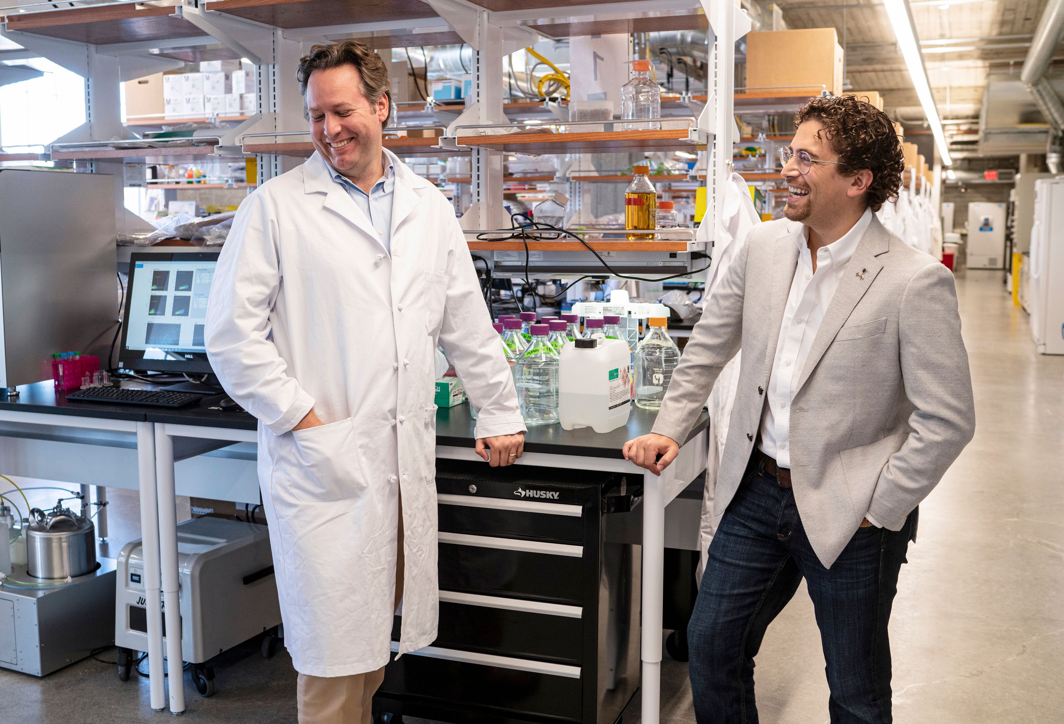 Start up executives in lab setting 