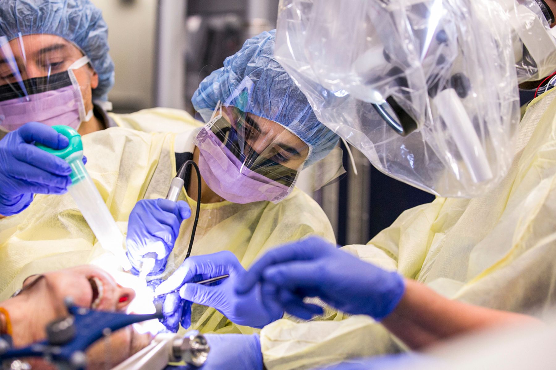 Neuro surgery is performed on cadaver