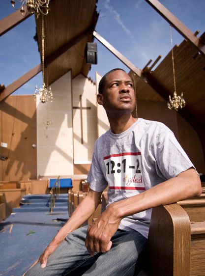 A F4 tornando ripped off the roof of the Jordan Missionary Baptist Church in Lancaster, Texas, but the dangling chandeliers were left hanging from the rafters. Jordan Missionary Baptist Church, Lancaster, Texas