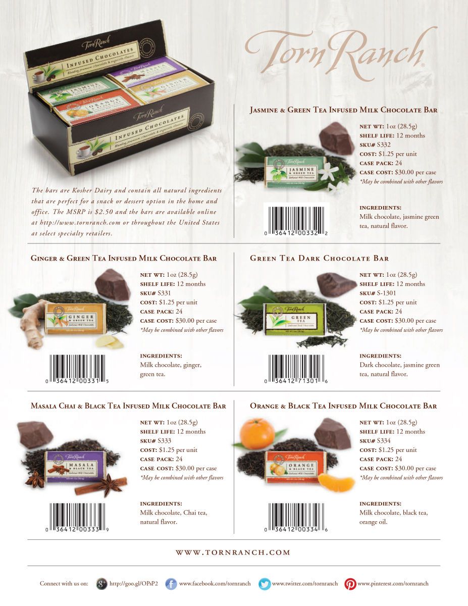 client: Torn Ranchassignment: conceputalize, food/prop styling and photography for launch of new product line an assortment of tea chocolate bars