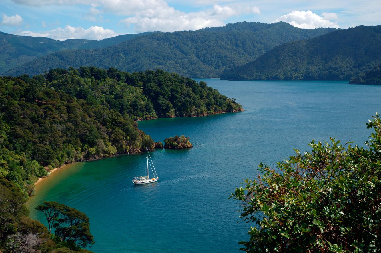 Tasman Bay Cove with Yacht