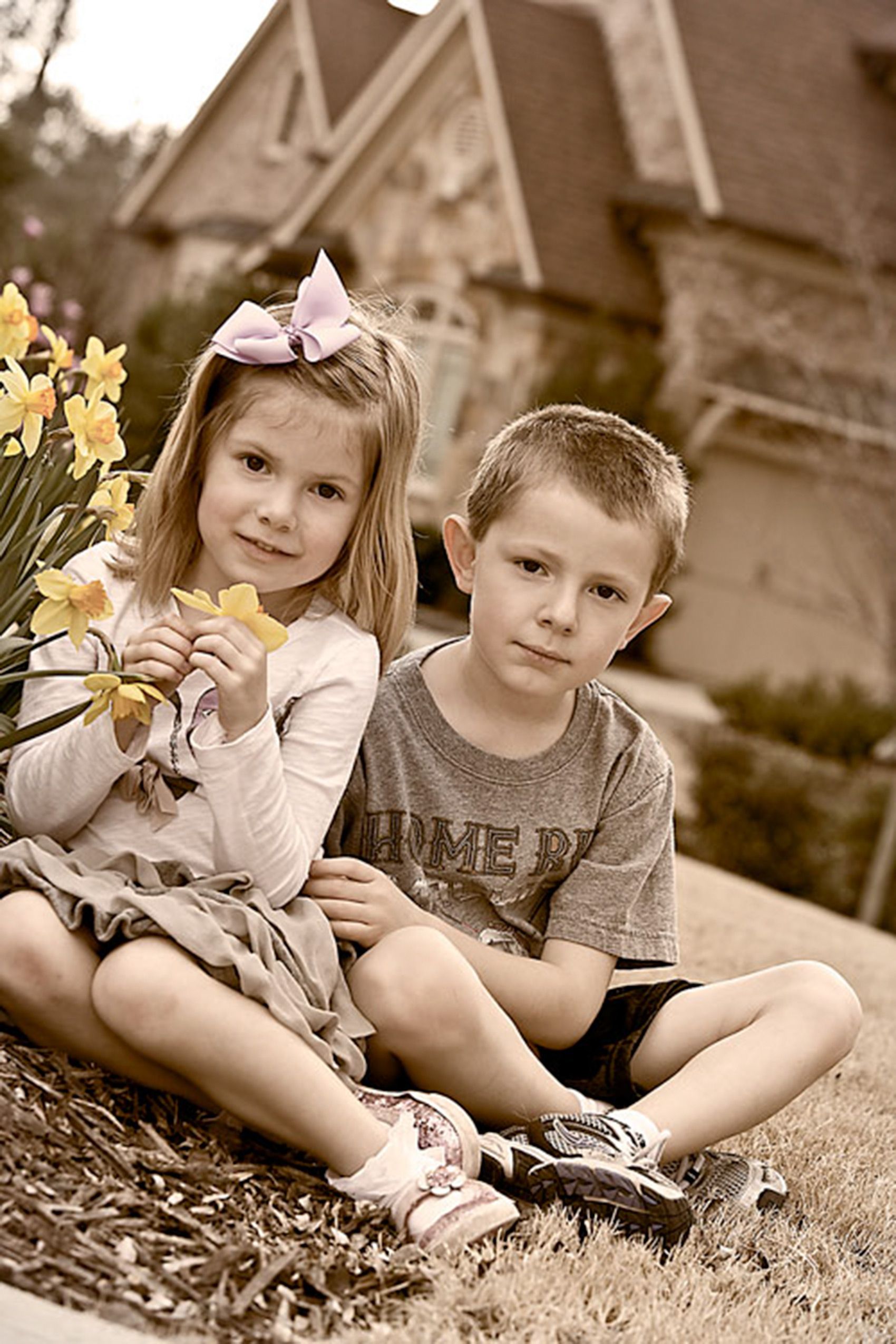 Georgia kids and flowers