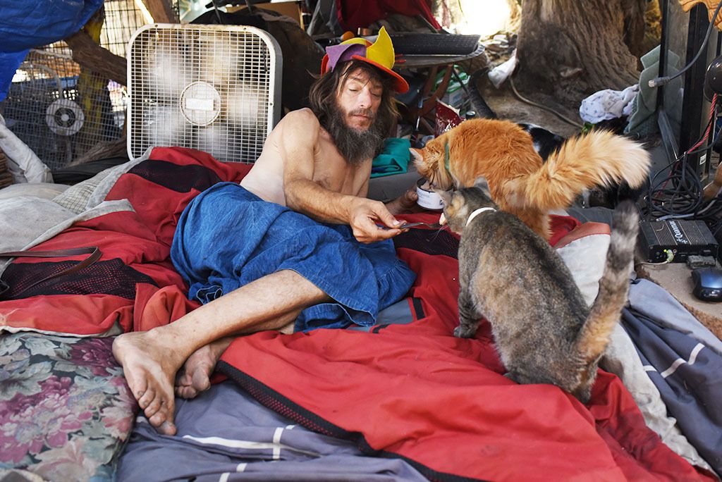 "IF YOU'RE IN A ROOM WITH 10 CRAZY PEOPLE, PUT YOUR STRAIGHT JACKET ON."'Doc Clue'SlabberAt camp 'Paws,' home of Slab City abandoned cats: Al-e-cat, Annie, Big Bob, Big Kitty, Brandy, Bones, Buddy, Cammy, Cuddles, Gibby, Kitten, Little One, Meow, Monkey, M