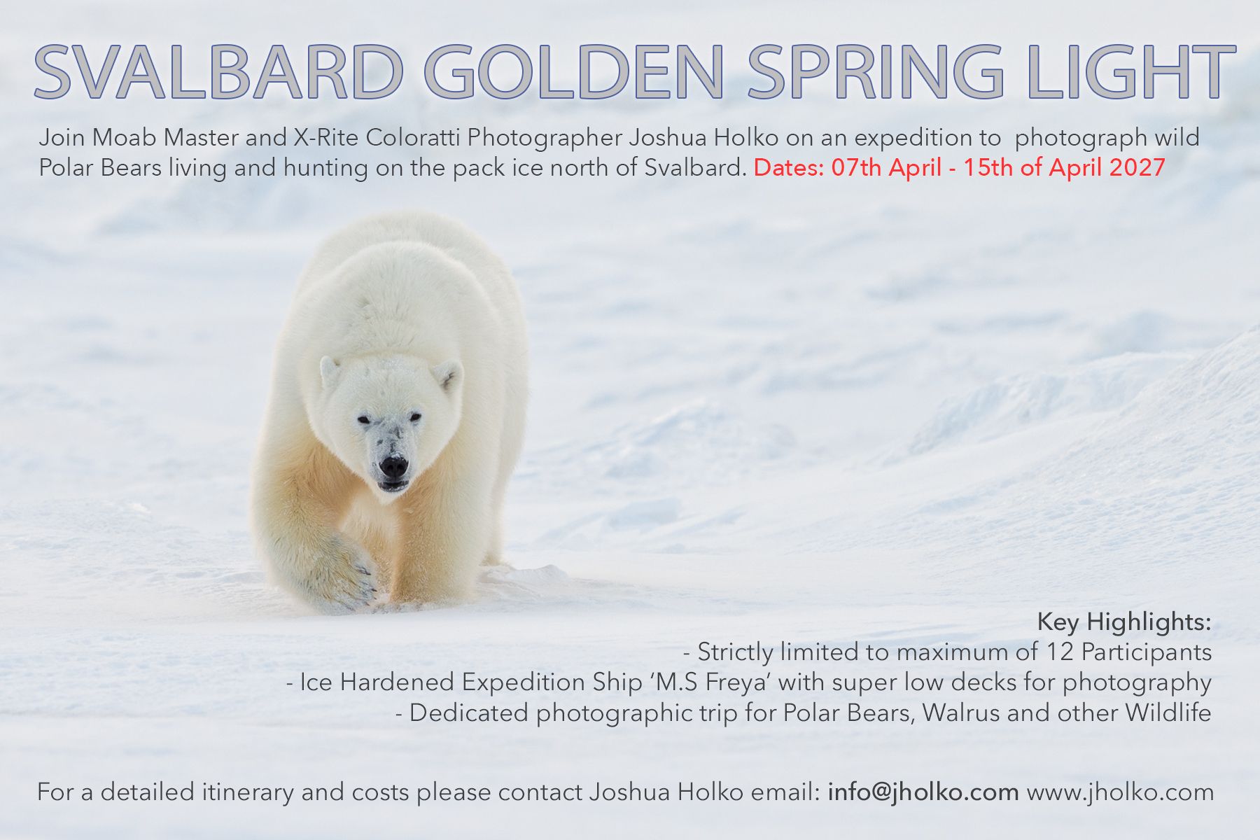 Workshop with Joshua Holko to Svalbard
