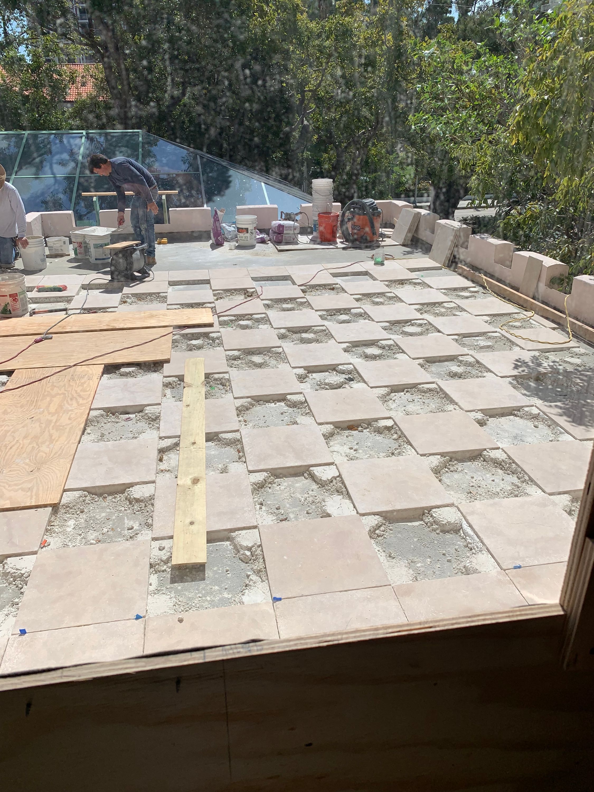 Checkerboard tile installation