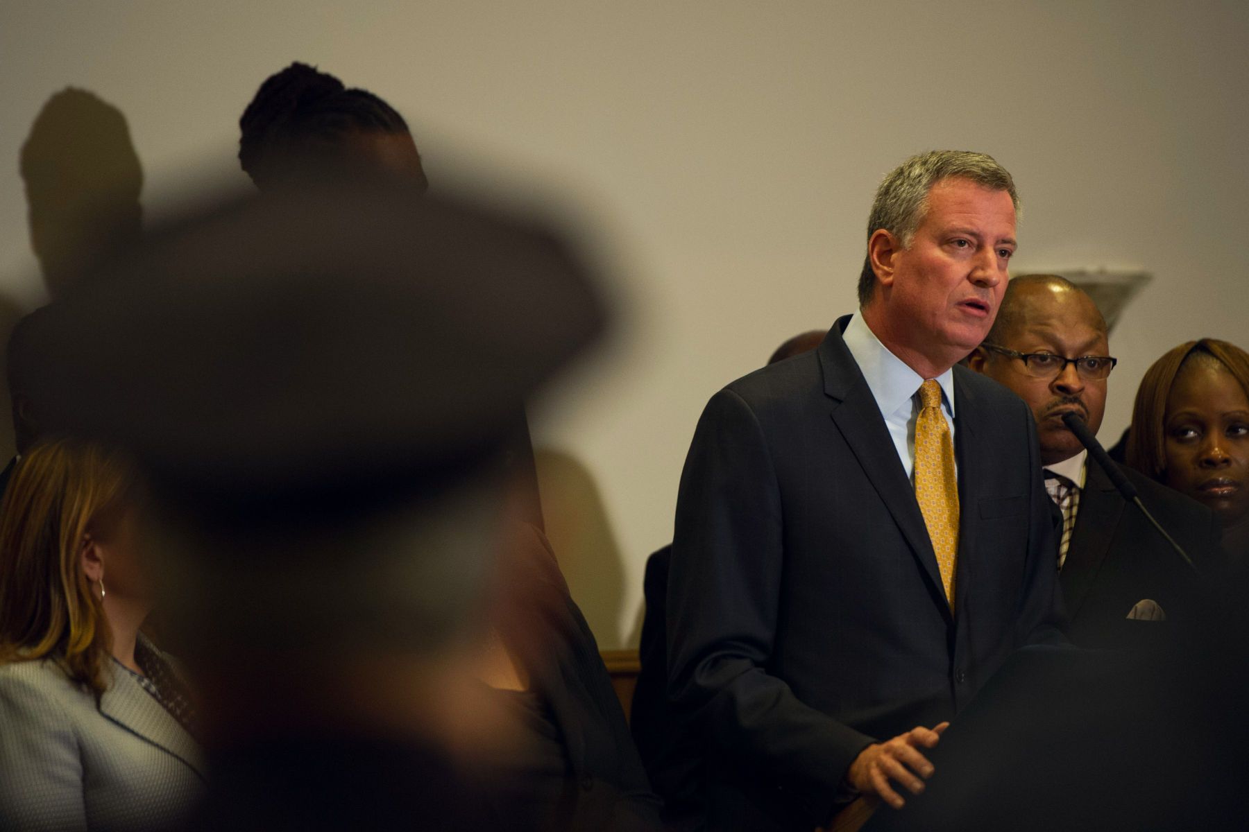 12/03/2014: New York City Mayor, Bill De Blasio spoke at Mt. Sinai Church in Staten Island after the Grand Jury decision came back to not indict the Police Officer who killed had Eric Garner with an illegal chokehold over the summer. 1r222222