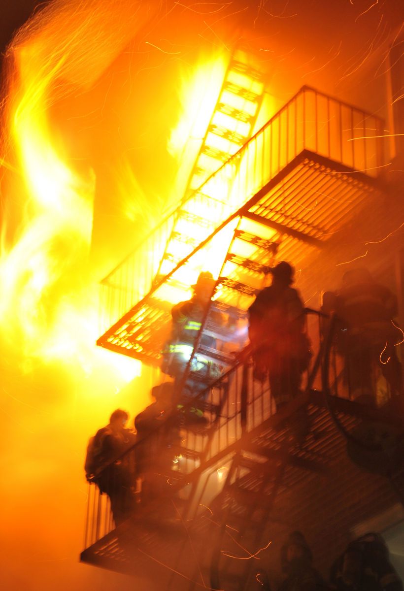 Five-alarm fire tkills an elderly Brooklyn woman.