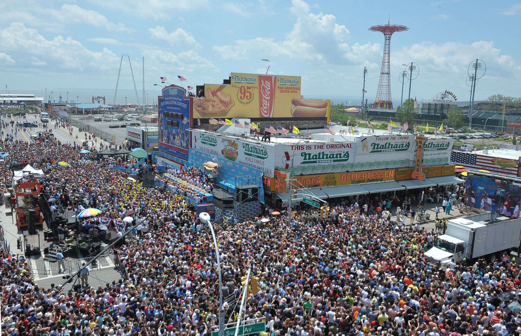 The annual July 4th Nathan's hot dog eating contest in Coney Island Brooklyn.