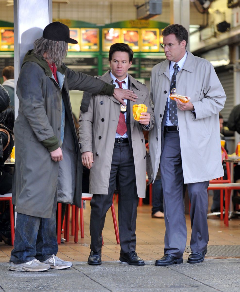 On the set of "The Other Guys" with NY Yankees captain DEREK JETER, MARK WAHLBERG and WiILL FARRELL