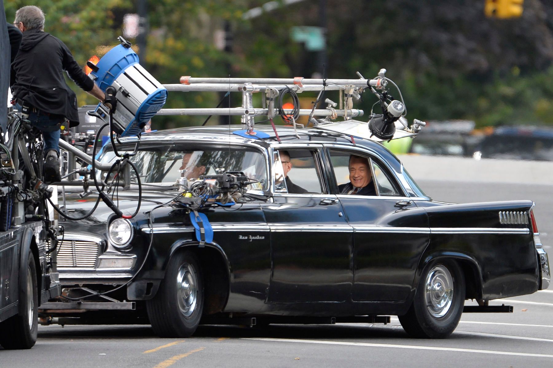 TOM HANKS ON MOVIE SET in Brooklyn NYC.