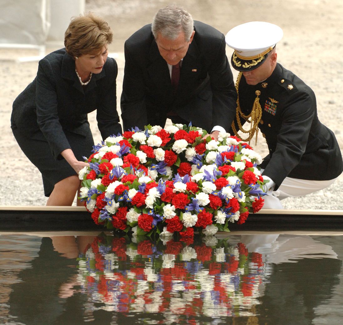 President George W. BUSH and wife Laura BUSH visits GROUND ZERO for wreath laying ceremony.