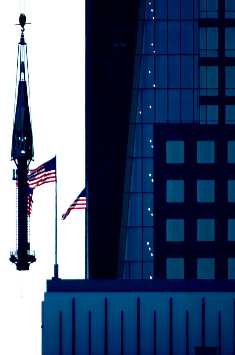 One WTC spire lifted.