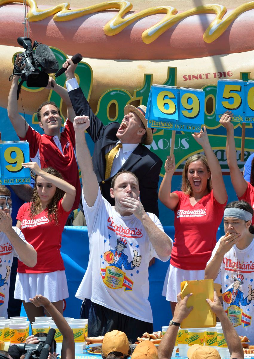 The annual July 4th Nathan's hot dog eating contest in Coney Island Brooklyn.