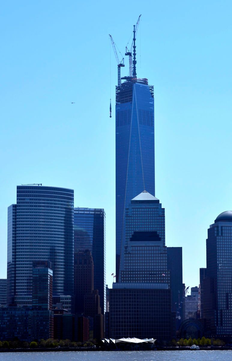 One WTC spire lifted.