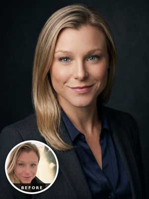 AI headshot before and after