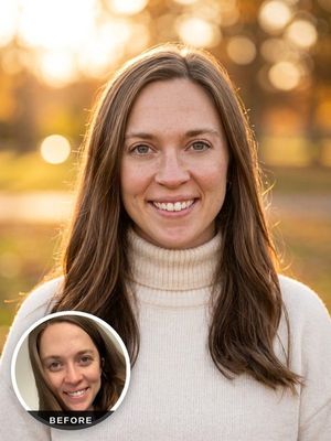 AI headshot before and after