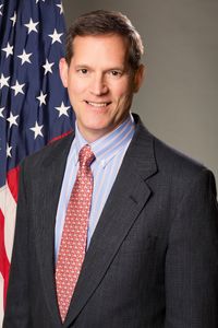 Portrait with patriotic flag background. government portrait