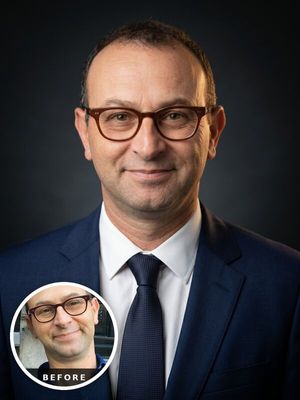 AI headshot before and after
