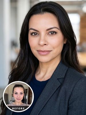 AI headshot before and after