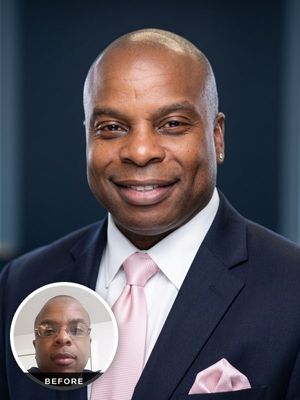 AI headshot before and after