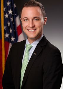 Corporate Headshot with Flag Background Portrait