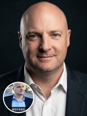 AI headshot before and after