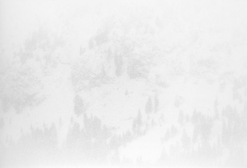 DISTANT WALL THROUGH SNOW AND CLOUDS, 1977All prints are VINTAGE silver gelatinmade prior to 1984 by my hand.5" x 8" print only availble in portfolio.WINTERS: 1970-1980 complete portfolio of 24-signed, limited edition prints boxed w/catalog: $65,000 (Only 2 complete portfolios are still available.) DISTANT WALL THROUGH SNOW AND CLOUDS, 1977