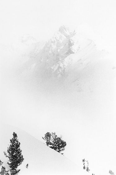 PEAK, ABOVE A CLOUD, 1973All prints are VINTAGE silver gelatinmade prior to 1984 by my hand.5" x 8" print only availble in portfolio.WINTERS: 1970-1980 complete portfolio of 24-signed, limited edition prints boxed w/catalog: $65,000 (Only 2 complete portfolios are still available.) PEAK, ABOVE A CLOUD, 1973