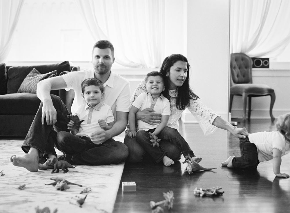 Photojournalistic style family portrait at home in NYC, by Karen Hill Photography
