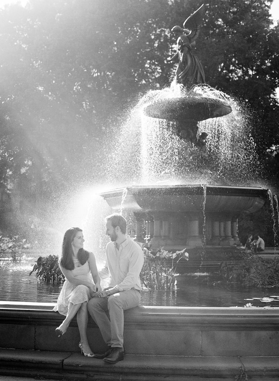 Engaged Couple at a Fountain