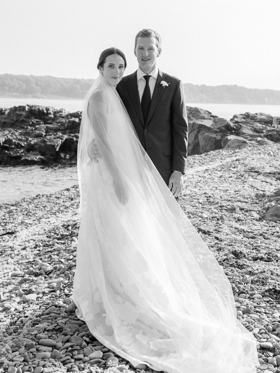 Wedding Couple on a beach in Maine