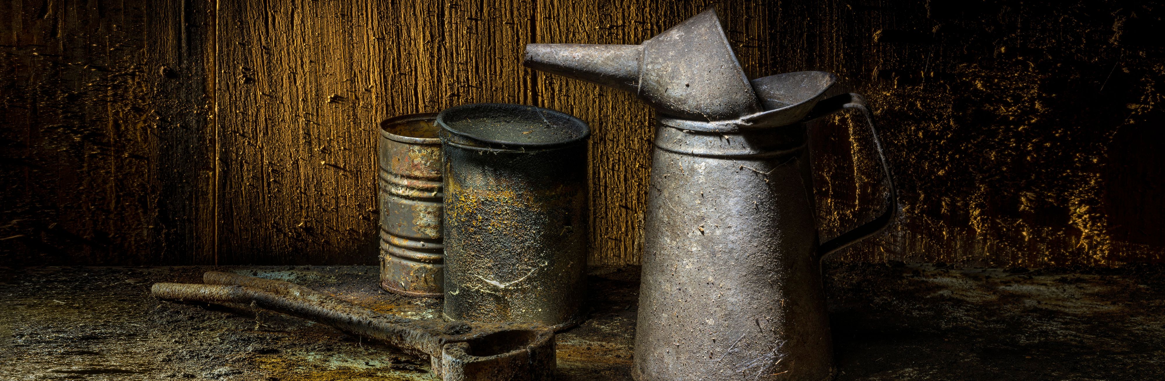 Old Metal Pitcher & Cans.jpg