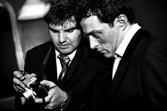 Paul Hames & Rufus Sewell on his wedding day
