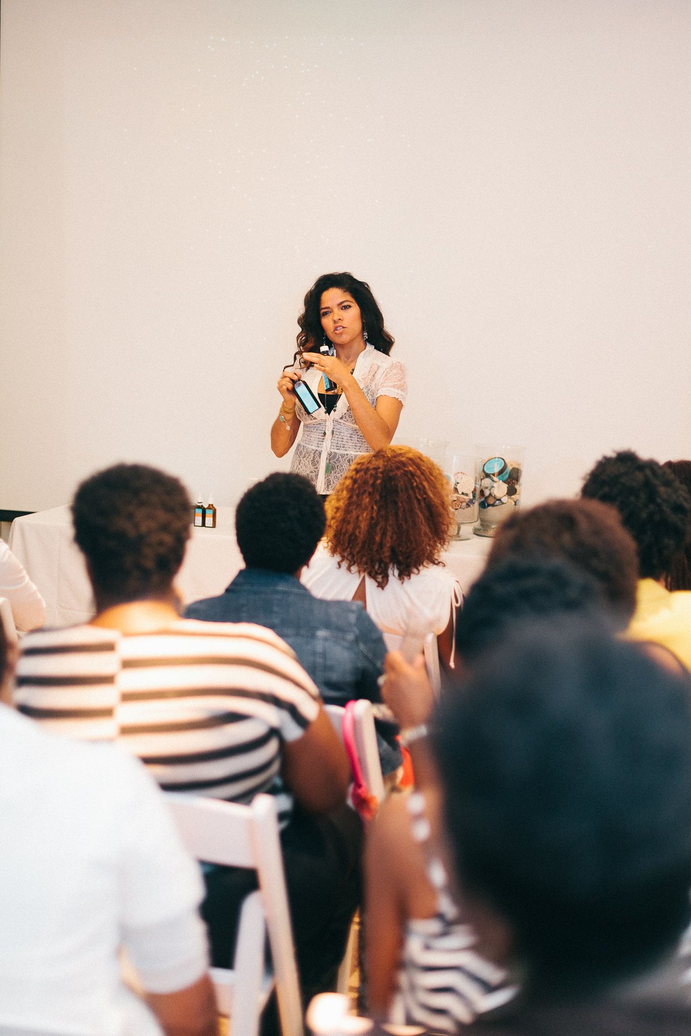 Chez Badeaux Coils and Curls Beauty Lounge at Sagamore, The Art Hotel. Moroccan Oil Clinic. Daniel LaTeulade Photography.