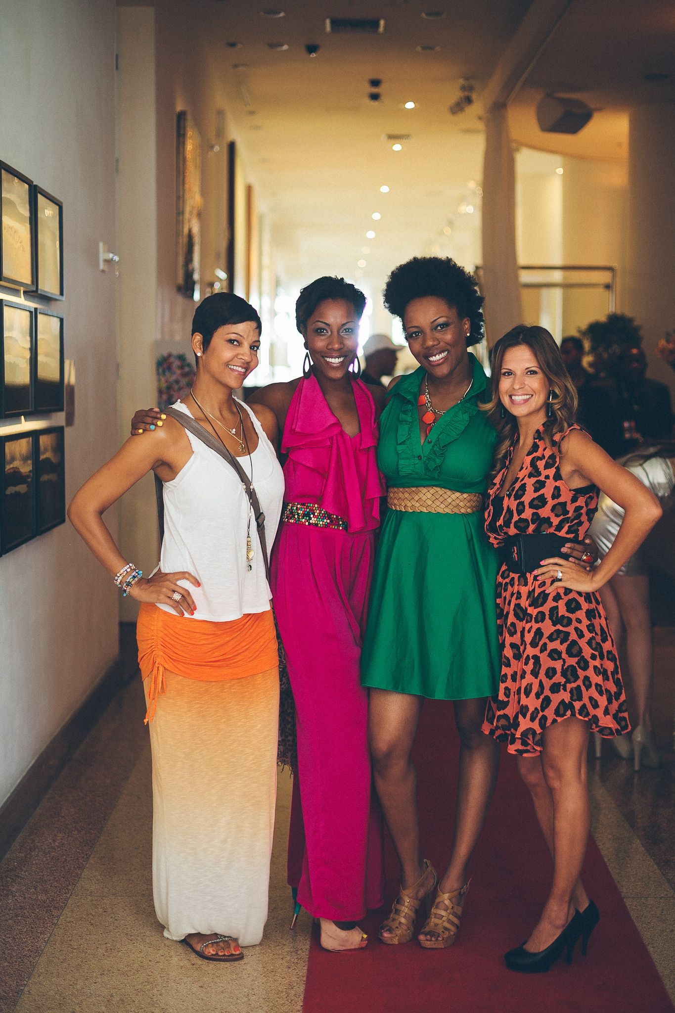 Chez Badeaux Coils and Curls Beauty Lounge at Sagamore, The Art Hotel. Daniel LaTeulade Photography. Tracy Mourning, Rochelle and Daniel of Social Esquire, and Sabrina Badeaux Linden of Chez Badeaux.