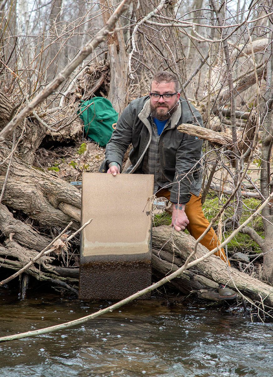 Devon Hugdahl at Sauk Creek Preserve in Port Washington Devon Hugdahl with Canvas "Painted" by the Creek.jpg